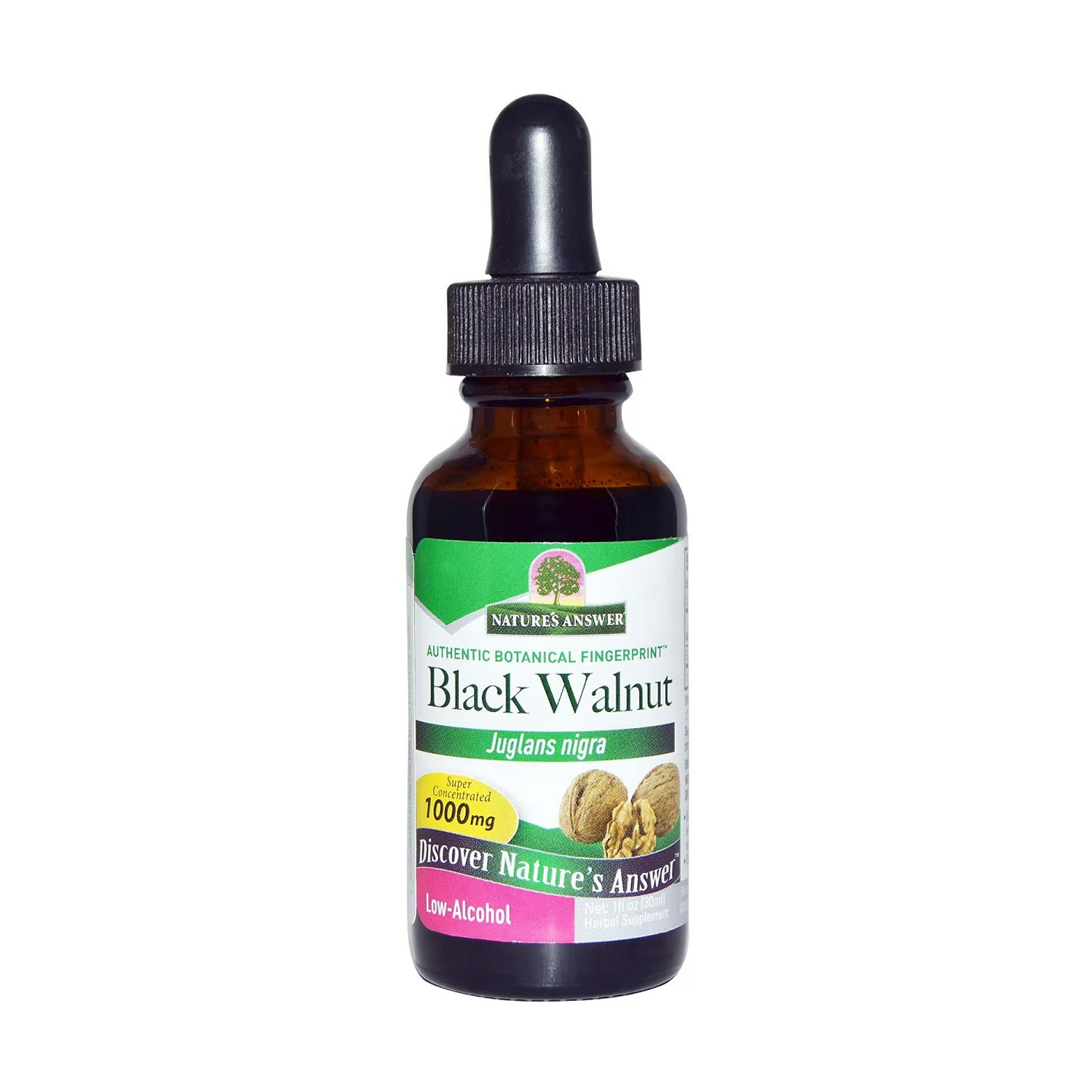 Чорний горіх з низьким вмістом алкоголю Nature's Answer Black Walnut 1000 мг, в краплях, 30 мл