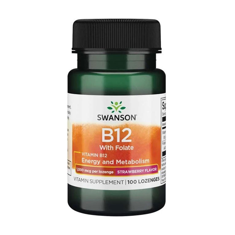 Вітамін B12 Swanson Vitamin B12, 1000 мкг, зі смаком полуниці, 100 льодяників